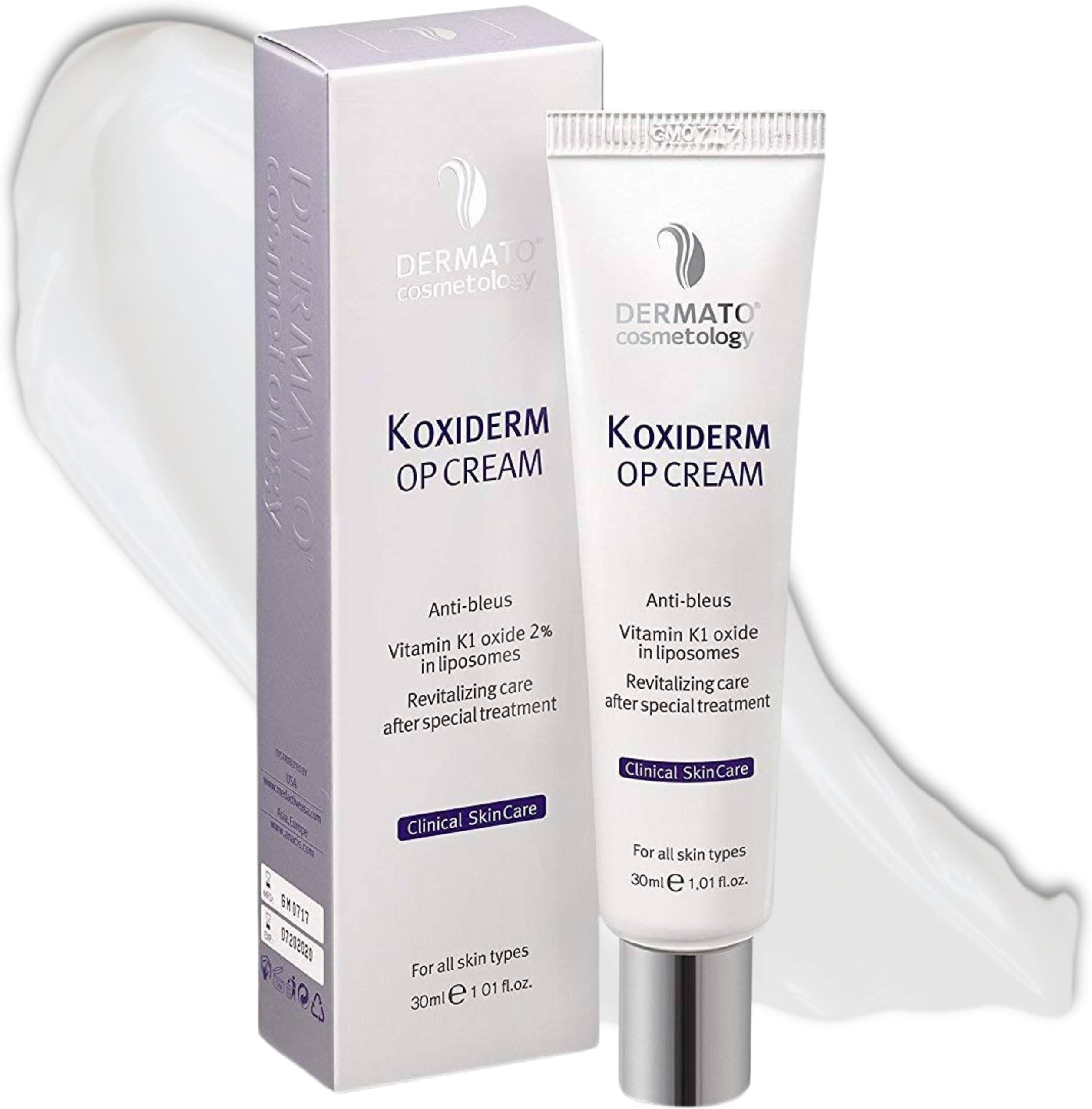 Vitamin K1 Oxiderm Cream Minimizing Appearance of Old and New Scars, Dark Eye Circles, Bruises, Varicose Veins, Purpura and Redness 1.01Oz
