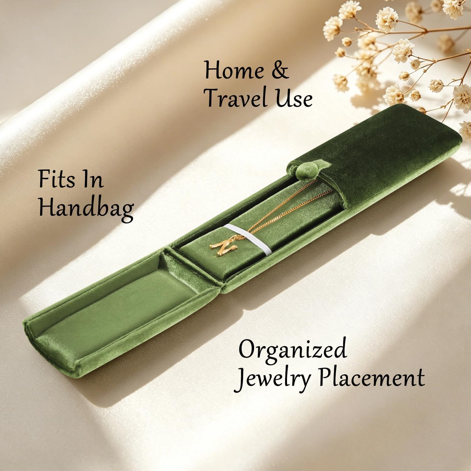 Long Chain Jewelry Box for Pendant Necklace Bracelet, Velvet Bracelet Box image 3