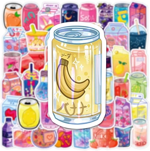 Miniatura 2 de Calcomanías de dibujos animados kawaii para bebidas, 50 unidades, calcomanías estéticas de moda, botellas de agua para laptop, teléfono, patineta,
