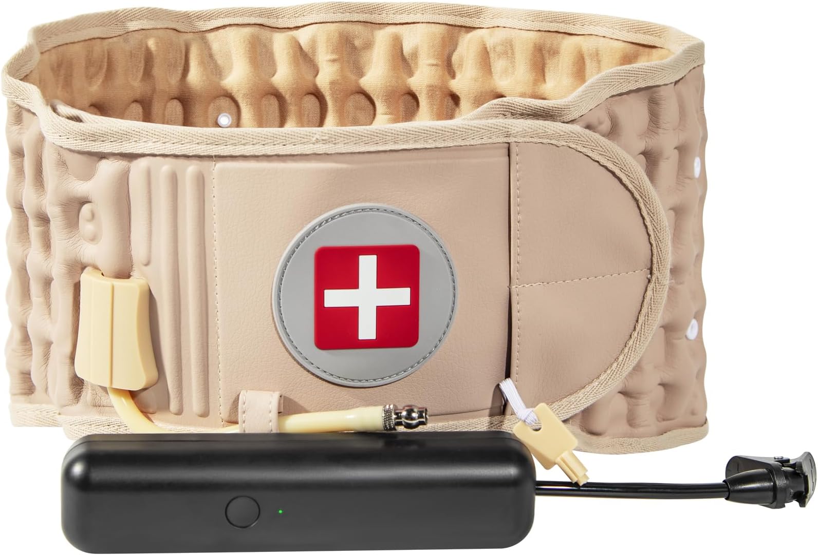 Decompression Back Belt with Electric Inflatable Pump -Lumbar Support Belt for Lower Back Pain Relief, Air Traction Device Fits Waist Size 29-49 Inches (Beige)