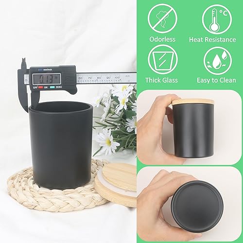 Miniatura 4 de MILIVIXAY Paquete de 12 tarros de vela de vidrio grueso negro mate de 7 onzas con tapas, tarro de vela vacío a granel para hacer velas, recipientes