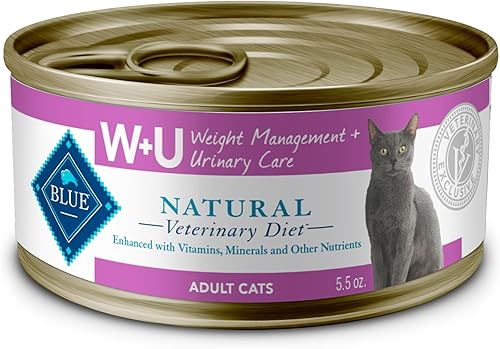 Blue Buffalo Natural Veterinary Diet W+U Weight Management + Urinary Care Alimento húmedo para gatos, requiere receta veterinaria, pollo, latas de