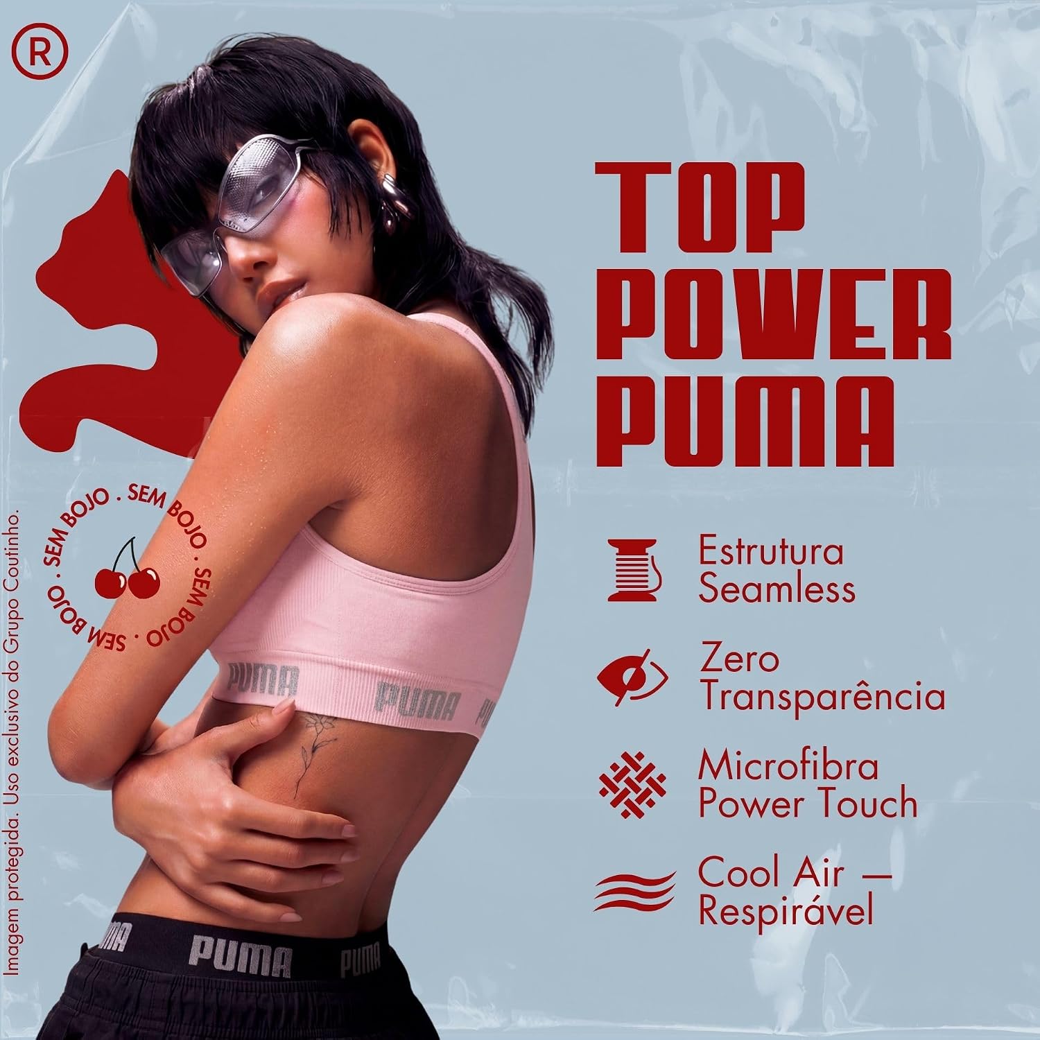 Top Puma Feminino Esportivo Poliamida Academia Nadador Sem Bojo Original