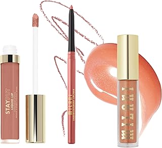Stay Put Longwear Liquid Lipstick 10/10 + Understatement Lipliner Pencil - Highly Pigmented Retractable Soft Lip Liner Pencil + Keep It Full Nourishing Lip Plumper - Tropical Shine