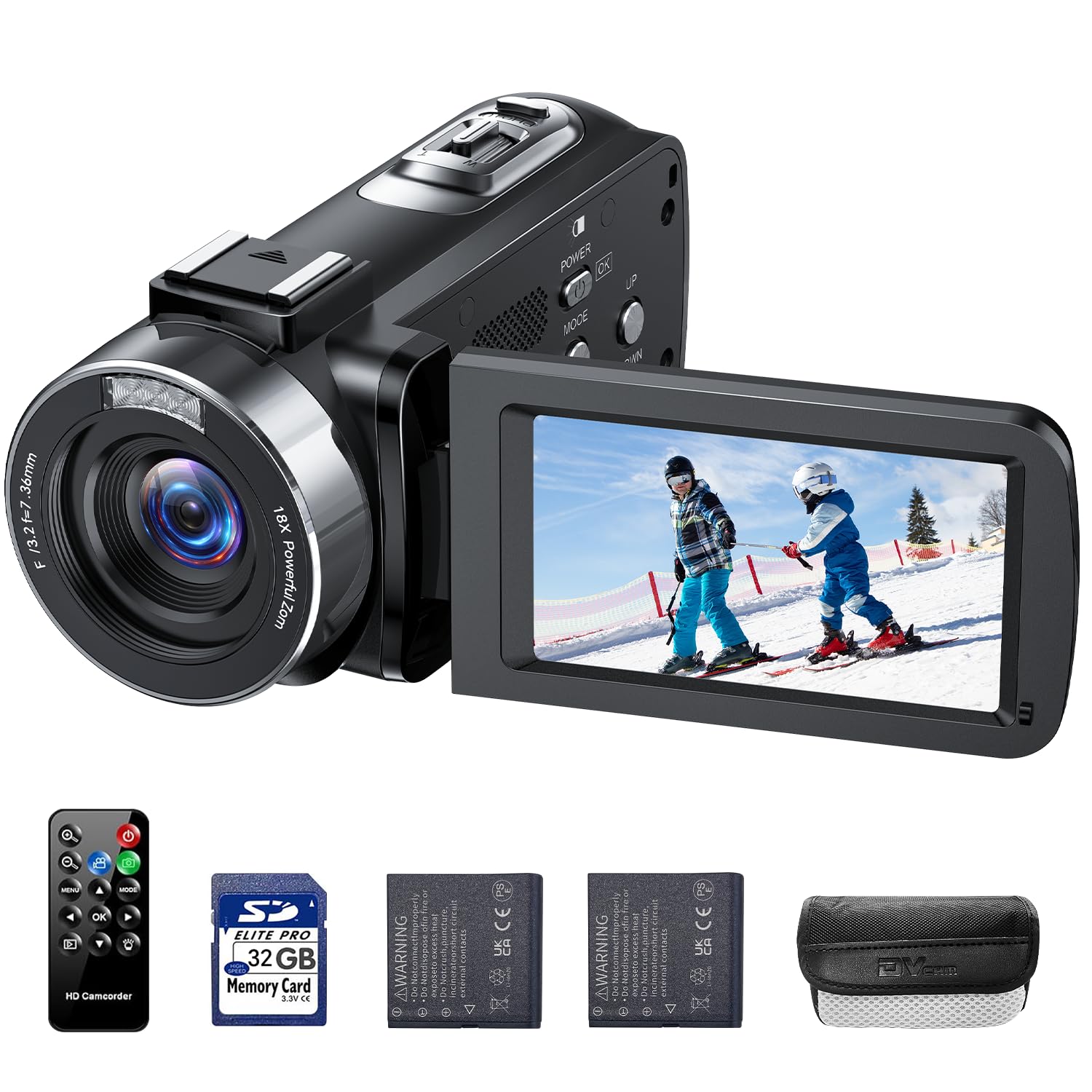 Videocamera Digitale 1080P Con Zoom 16X E Visione Notturna – Schermo Touch 2,4”, Microfono Esterno E Obiettivo Grandangolare Per Vlog