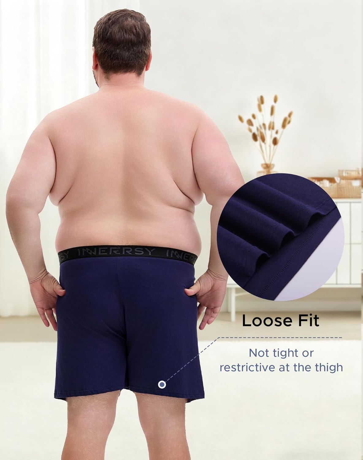 INNERSY Big and Tall Cotton Boxers for Men Moisture Wicking Loose Fit Underwear 4-Pack - Image 3