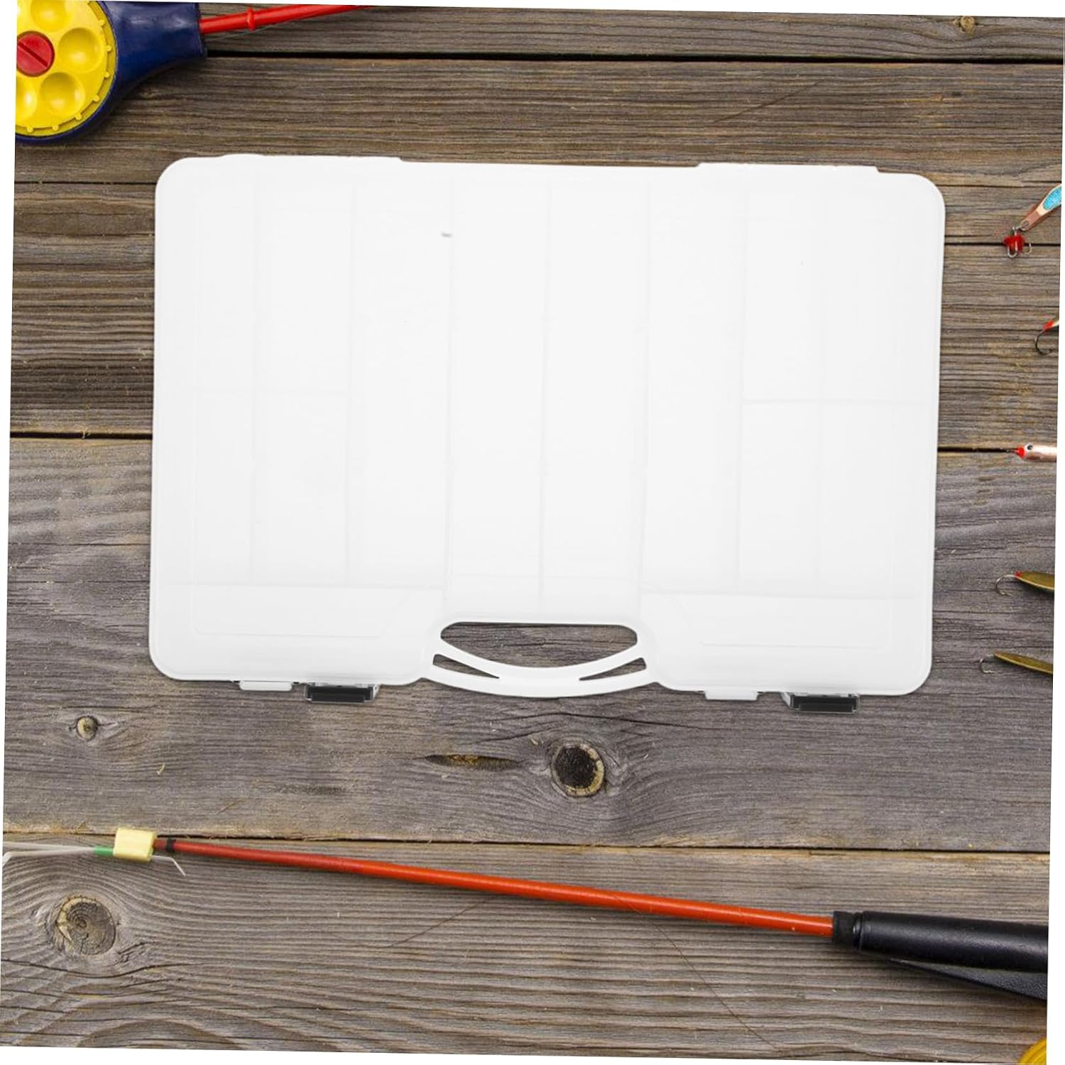 Double-Sided Fishing Tackle Storage Box Large Capacity White Organizer for Lures Hooks Accessories Portable Fishing Accessory Box for Anglers Travel