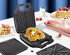 آلة صنع كيك الوافل الكهربائية 3 في 1 ذات الحجم الكبيرمن دي اس بي، ماكينة صنع كيك الفطور والمكسرات، متعددة الوظائف