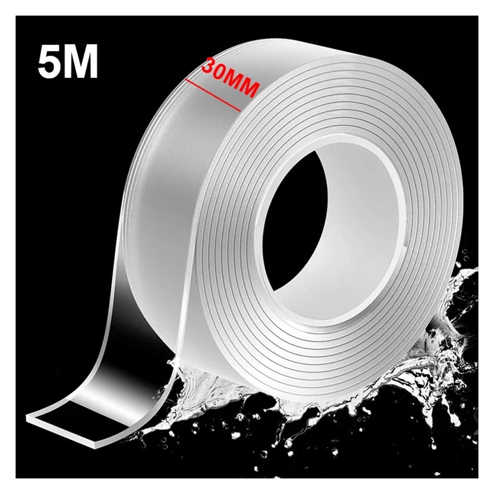 Nastro Biadesivo 1M/3M, Strisce adesive Trasparenti Resistenti, Nastro di Montaggio Impermeabile Riutilizzabile Multiuso e Molto Adesivo(5m)