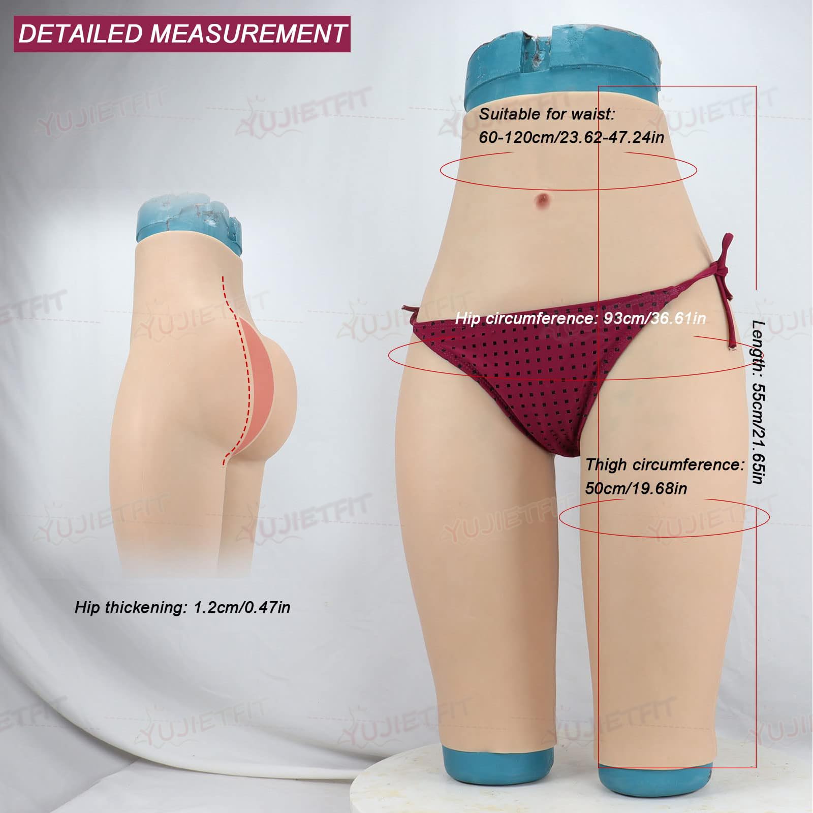 Adima Mutandine in Silicone Realistico con stimolatore dei Fianchi integrabile, Vagina Finta, Mutande coprenti per Uomini Transgender