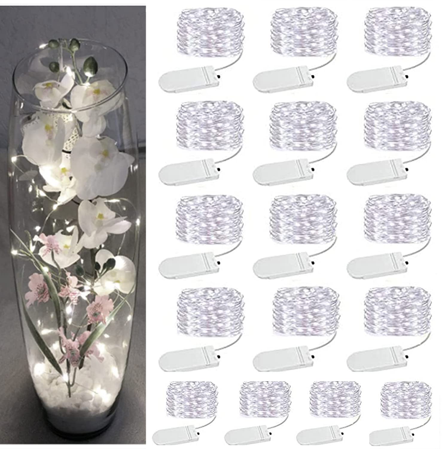 SOCO 16 Pack Fairy Lights Battery Operated, 10ft 30 Led Mason Jar Lights, Waterproof Firefly Lights (Cool White) - Review, Price and Buying Guide