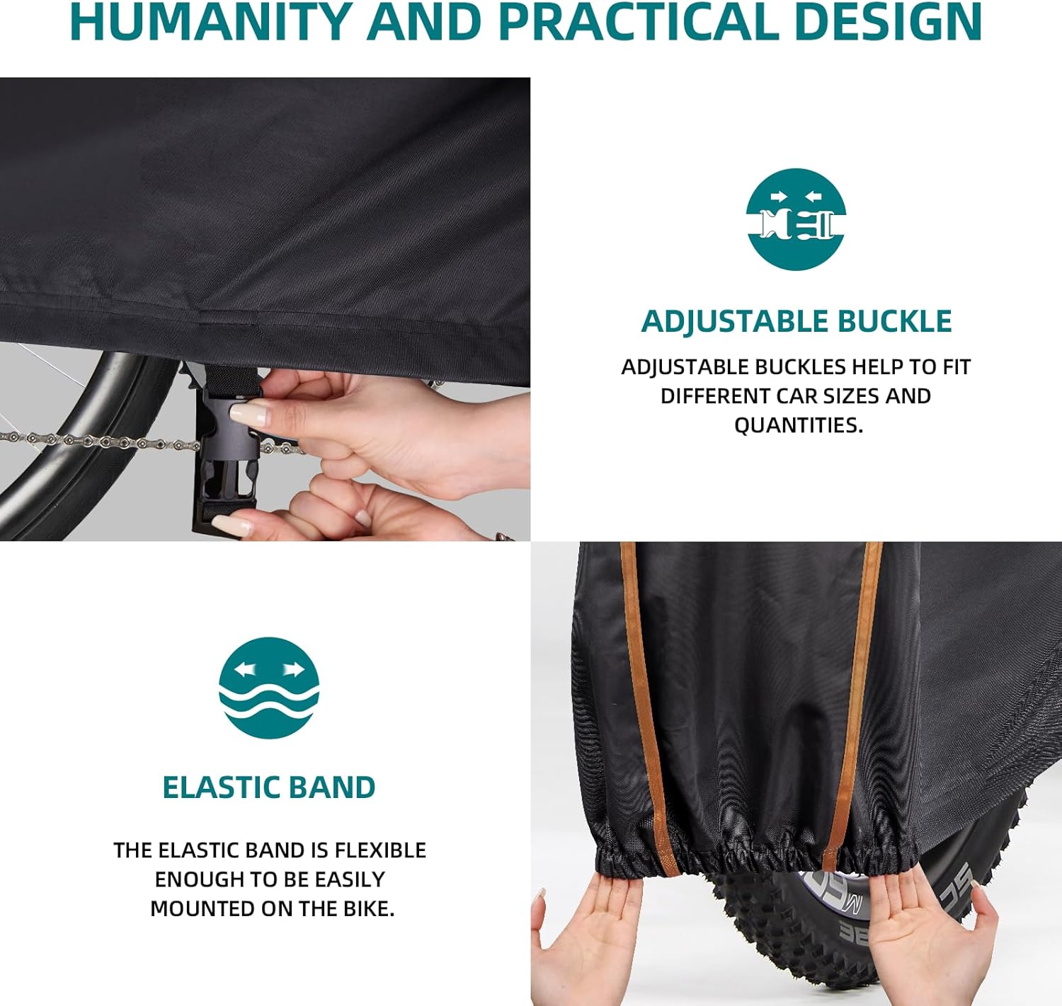 PALON Bicycle Cover for 1-3 Bikes, Outdoor Waterproof, Sun Protection, Heavy Duty Bike Cover with Lock Hole, Electric Bike Cover