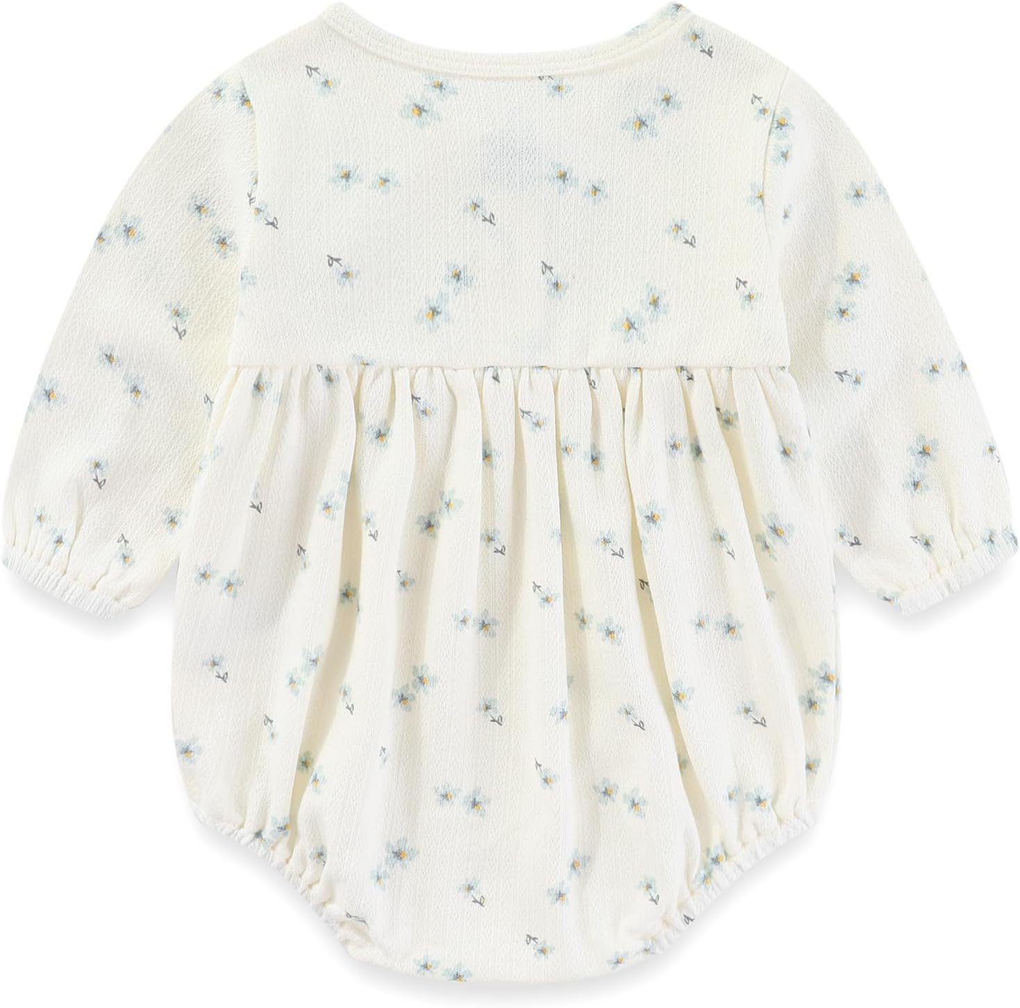 MAMIMAKA Newborn Baby Girl Clothes Cotton Bubble Rompers Infant Outfit Floral Long Sleeve Bodysuit, 3 Pack