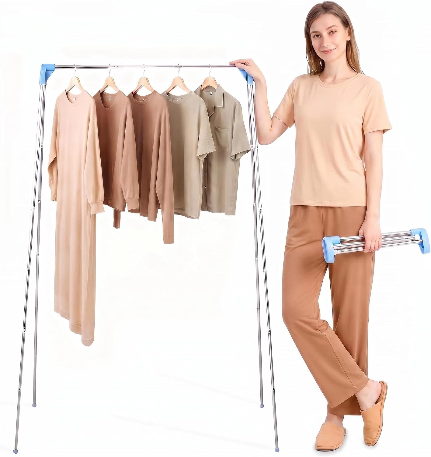 Twist-to-Lock Portable Clothes Drying Rack, Foldable Travel Garment Rack for Dance Competitions, Collapsible Hanging Rack for Camping, Hotel & Dorm Use