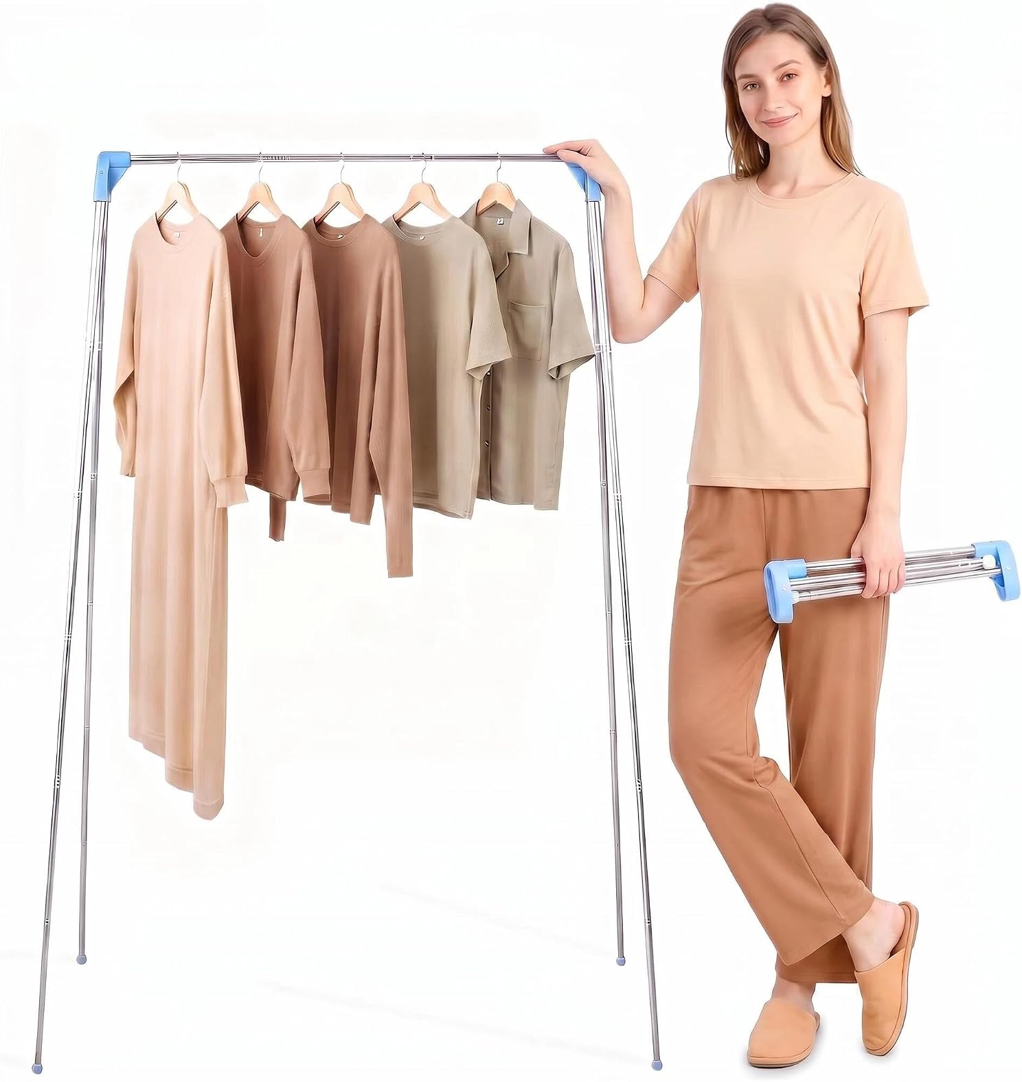 LMGOV Twist-to-Lock Portable Clothes Drying Rack, Foldable Travel Garment Rack for Dance Competitions, Collapsible Hanging Rack for Camping, Hotel & Dorm Use product image