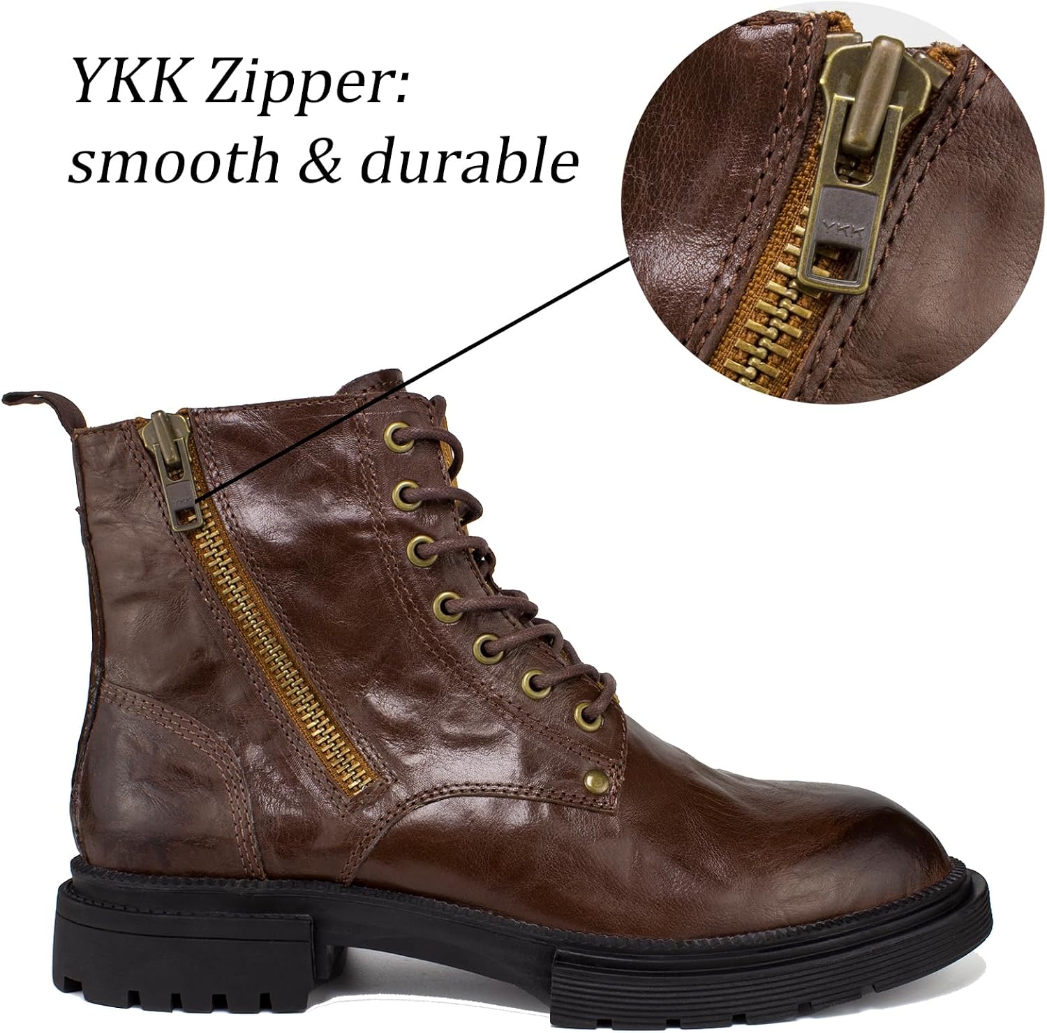Men's Chelsea Boots with YKK Zipper & Breathable OrthoLite Footbed | Fashion Casual Full-Grain Leather Ankle Boots| Durable Slip-Resistant Rubber Sole for Comfort & Support