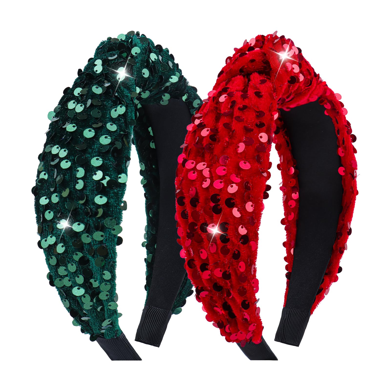 Serre-Têtes Noël Renne - Lot De 2 (Rouge Et Or) - Bois De Cerf Avec Paillettes, Sapin Et Cloches - Accessoire Festif Pour Femmes, Filles, Enfants