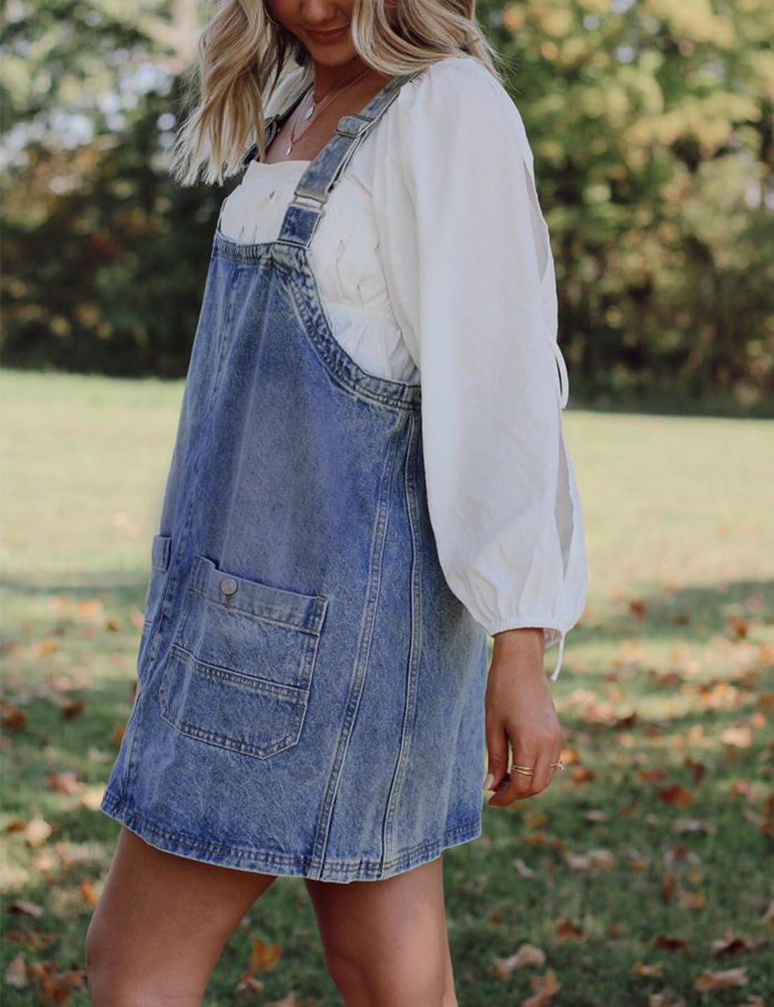 Sukany Tuta da donna casual in denim con cinturino regolabile allentato jeans corti pagliaccetti maglioni