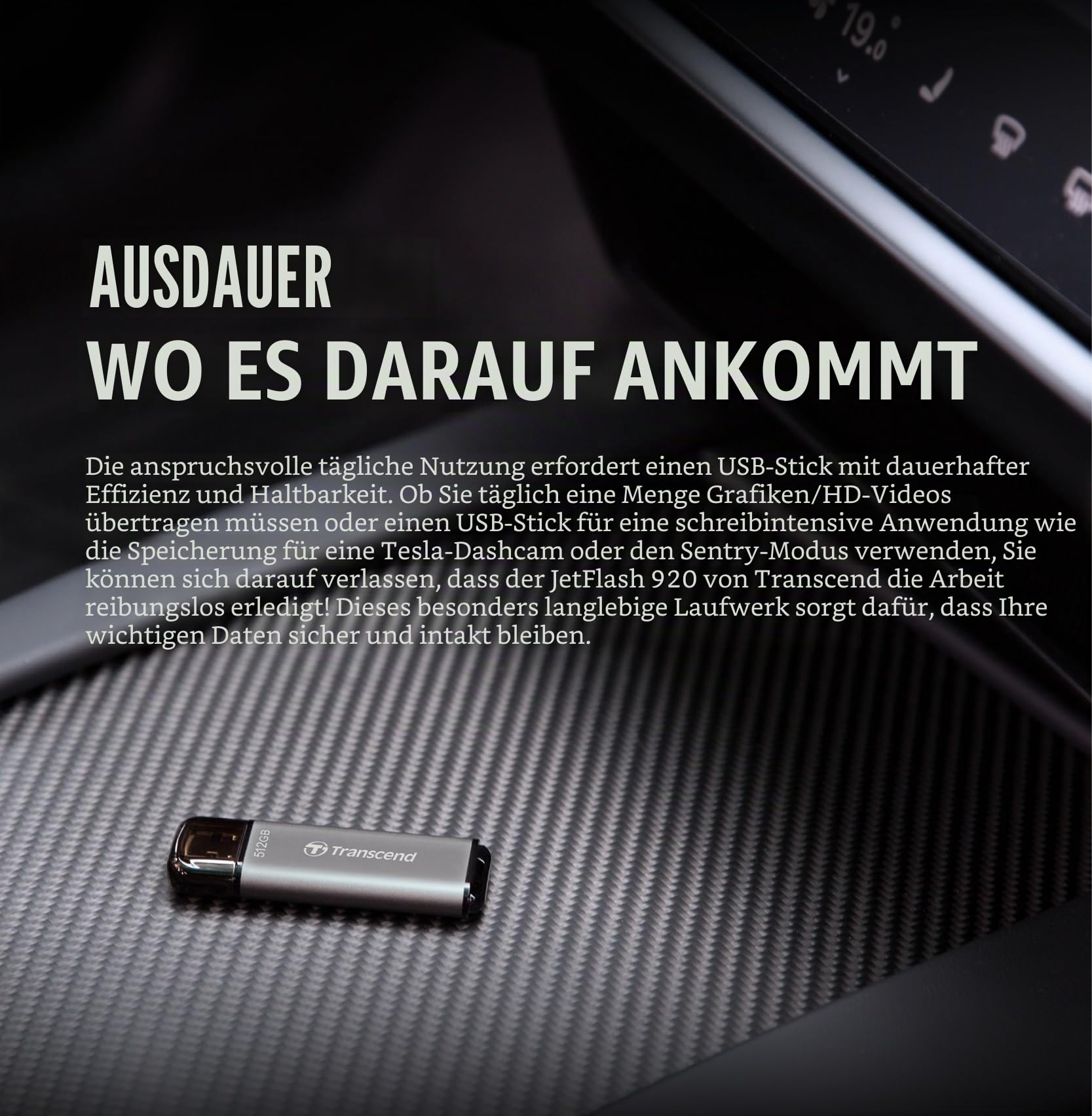 Transcend Jetflash 920 128GB High-End USB Stick, Space Grau |SSD-Performance, Bis zu 420MB/s |Hohe Langlebigkeit & Robustes Aluminiumgehause |Ideal für Tesla Dashcam, Sentry Mode & 4K-Videos