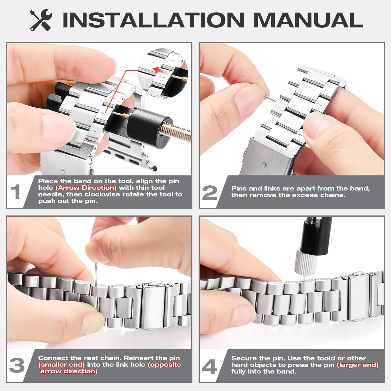 Metal Band Compatible with Apple Watch Bands for Men 49mm 46mm 45mm 44mm 42mm 41mm 40mm 38mm, Stainless Steel iWatch Bands for Apple Watch Ultra 3 2 1/Series 11 10 9 8 7 6 5 4 SE - Image 3