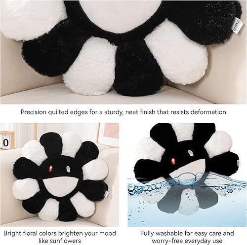 Miniatura 3 de Almohada de flores, almohada en forma de flor, cojines de piso de cara sonriente, lindas almohadas de felpa de girasol, bonita decoración navideña,