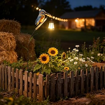 Solar Garden Outdoor Statues,Kingfisher Figurine Light,Backyard Lantern - for Garden Yard Patio Porch Lawn Walkway Courtyard Outdoor Landscaping Holiday [Energy Class A+]