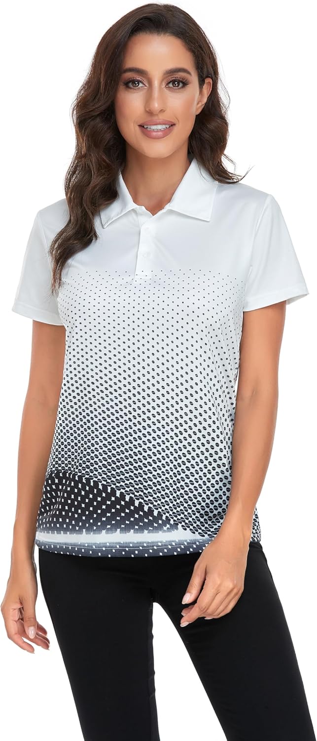 Little Beauty Women's Golf Polo Shirts Short Sleeve Moisture Wicking Tennis Athletic Shirt with 3 Button - Image 2