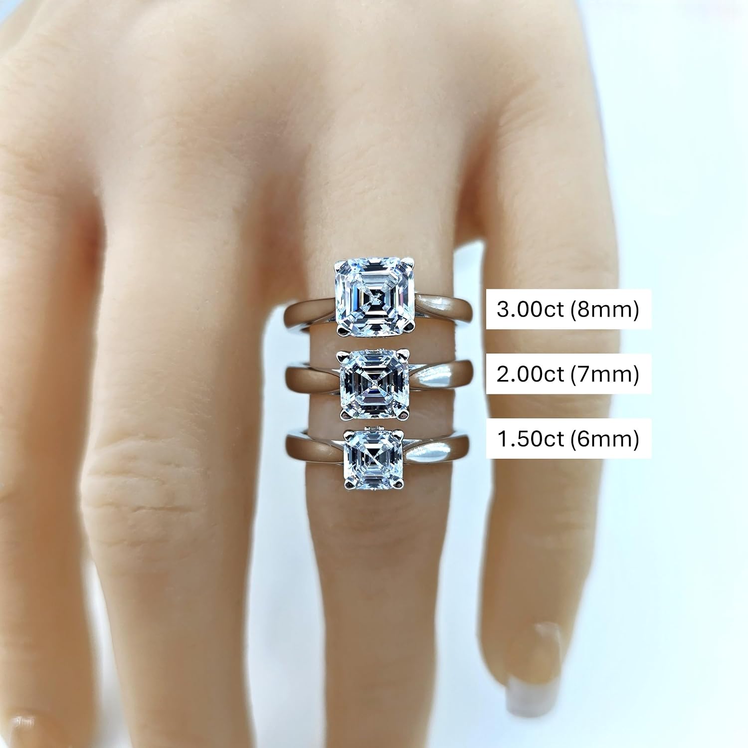 NANA Jewels 1to4ct Simulated Diamond Engagement ring Round-Princess-Cushion-Asscher Solitaire Lucita Cz & Silver