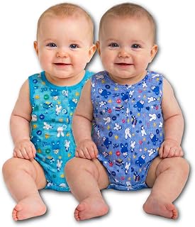 Sweet Panda Baby Boy Romper Set of 2 | Purple & Blue 100% Cotton Sleeveless Cartoon Bunny Print Rompers | Front Snap Butto... Price In India