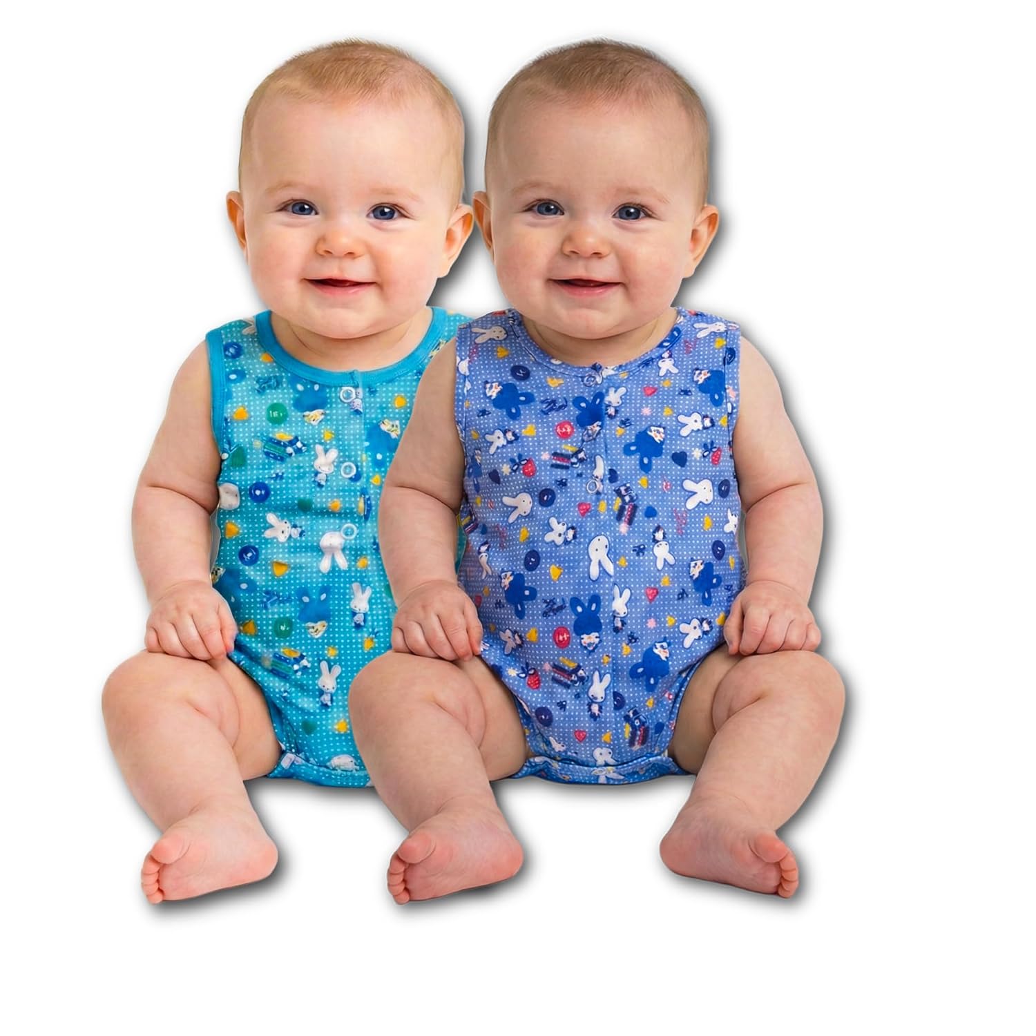 Sweet Panda Baby Boy Romper Set of 2 | Purple & Blue 100% Cotton Sleeveless Cartoon Bunny Print Rompers | Front Snap Butto... - Review, Price and Buying Guide