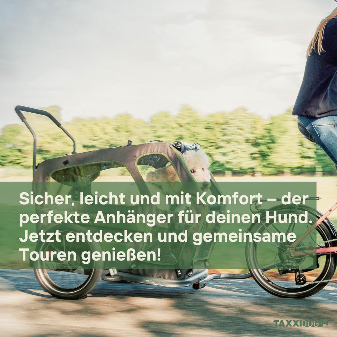 taXXi Dog Fahrradanhänger | In verschiedenen Größen| Faltbarer Premium Hundeanhänger | Designed in Germany | Mit Federung und Feststellbremse | 90 x 75 x 79 cm