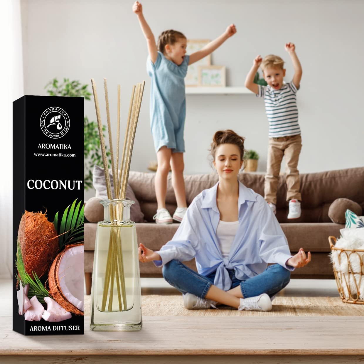 Coconut Aroma Diffuser 3.4 Fl Oz (100ml) - Reed Diffuser - Room Fragrance - Home Fragrance - Air Freshener - Coconut Scented Diffuser - Gift Idea