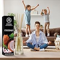 Vista 8 de Difusor de aroma de coco de 3.4 onzas líquidas (3.4 fl oz), difusor de junco, fragancia para habitación, fragancia para el hogar, ambientador