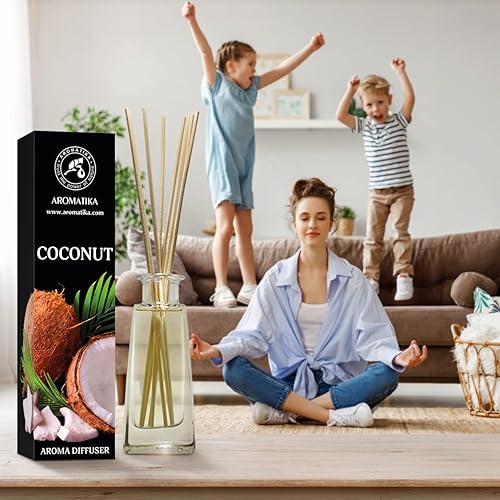 Miniatura 8 de Difusor de aroma de coco de 3.4 onzas líquidas (3.4 fl oz), difusor de junco, fragancia para habitación, fragancia para el hogar, ambientador,