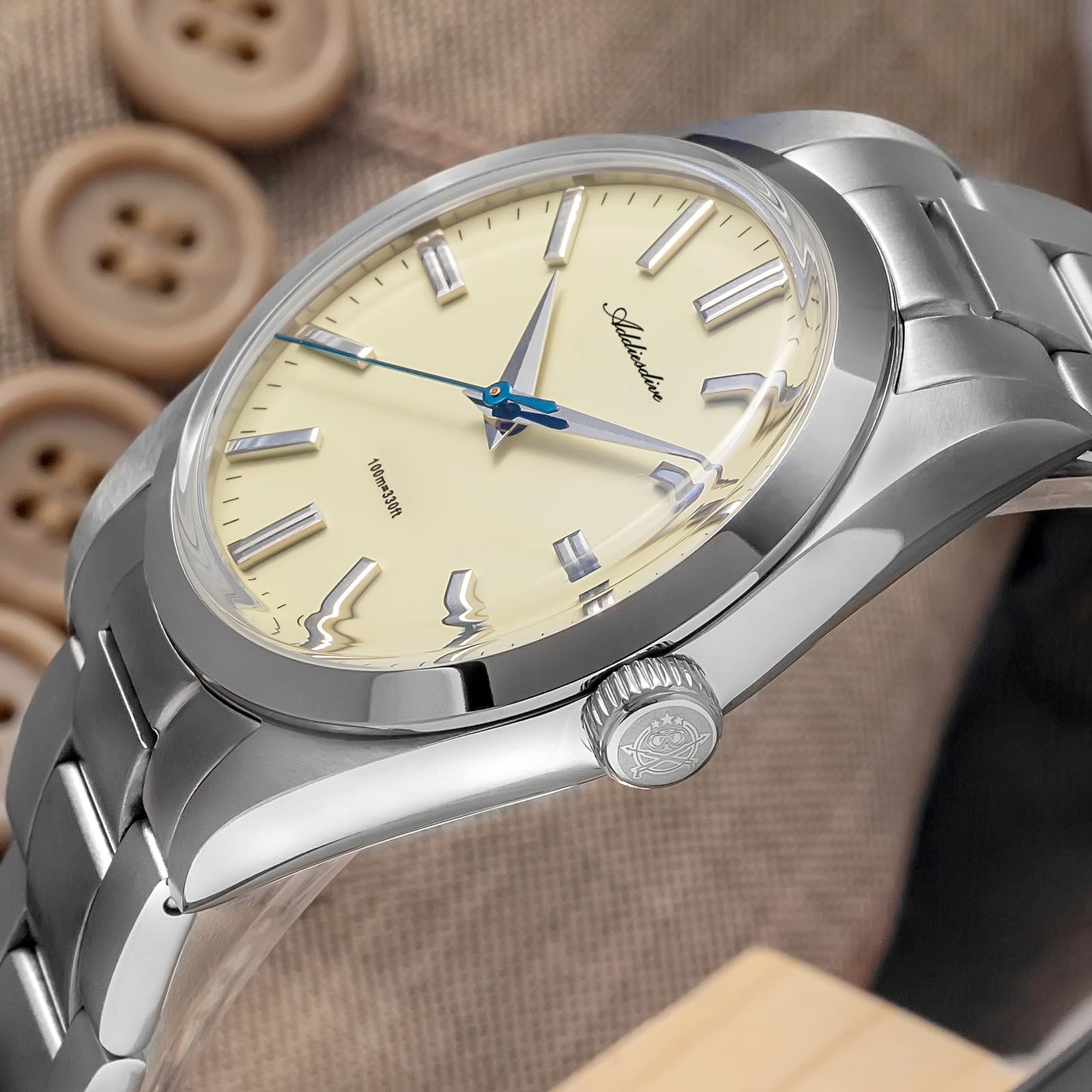 ADDIESDIVE 36 mm mała tarcza luksusowe zegarki dla mężczyzn grubość 11 mm zamiatanie sekundnik wodoodporny 100 m miętowy zielony/biały/szary/żółty zegarek unisex sukienka