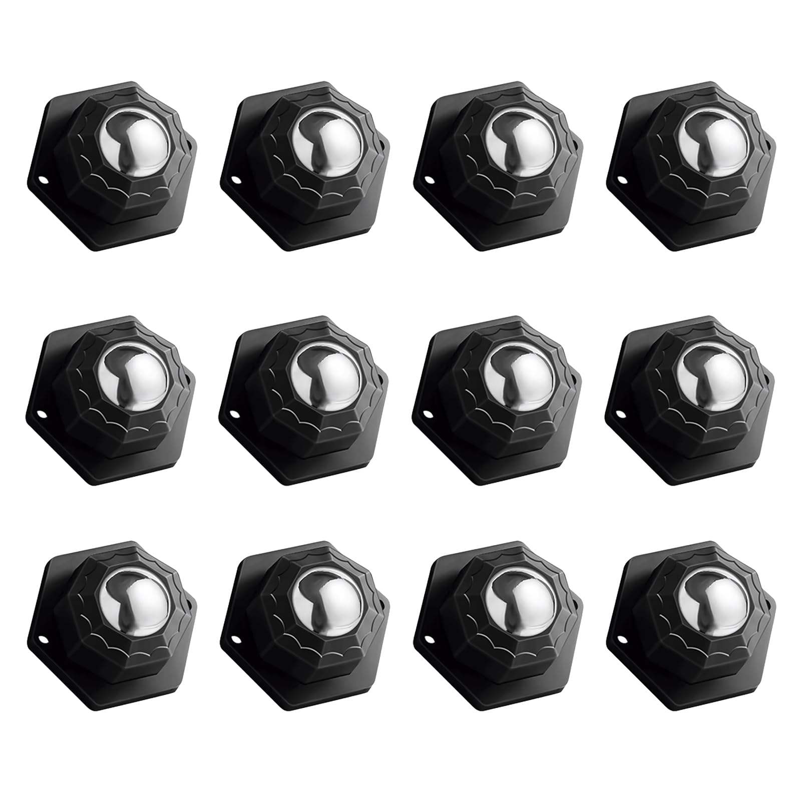 12 Pack Heavy-Duty Self-Adhesive Swivel Caster Wheels for Furniture, Storage Bins, Cabinets & Appliances - 1 Inch Low Profile Universal Wheels, 30LB