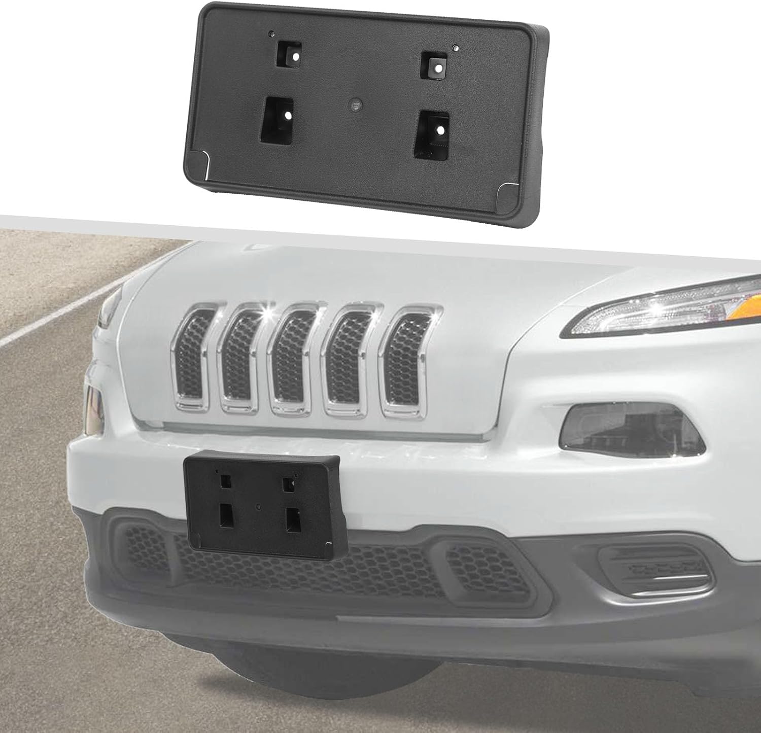 Jimen Fit for Jeep Cherokee 2014-2018, Front Tag Plate Holder Frame License Mount Bracket
