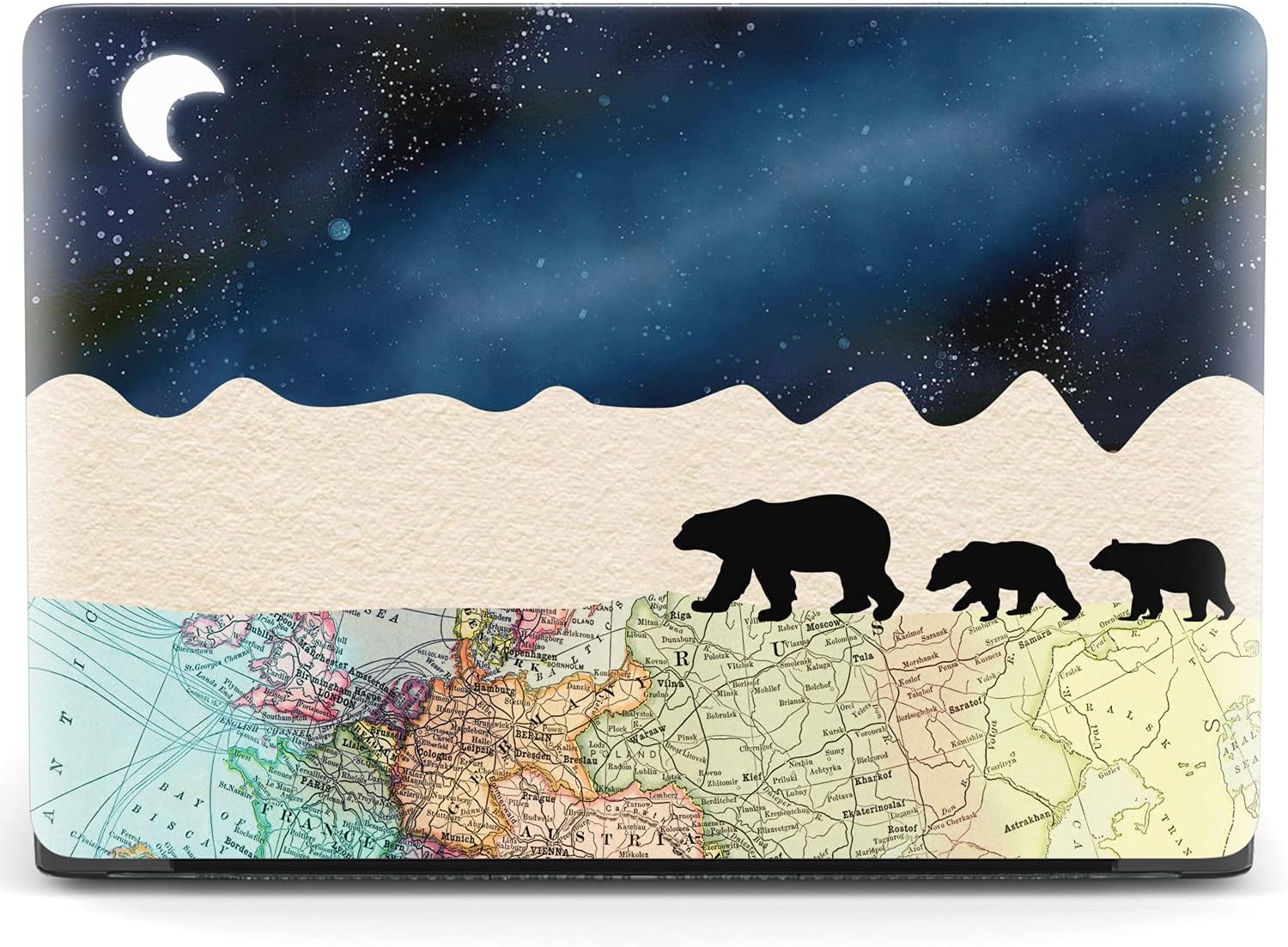 Mertak Hard Case Compatible with MacBook Pro 16 14 Air 15 13 inch M3 M2 M1 Mac 2024 2023 2022 2018 Polar Bear Arctic Family Plastic Cute Map Protective Night Sky Clear Cover Laptop Animal Touch Bar