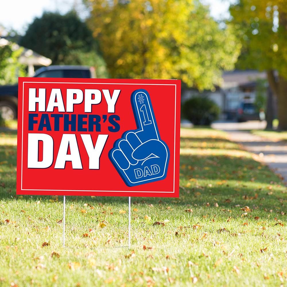 Vispronet Father’s Day Yard Sign – 23in x 17in Weather-Resistant Happy Father's Day Sign with Steel Stakes – Father's Day Decorations for Yard & Lawn – Corrugated Plastic Material – Best Dad Ever Sign