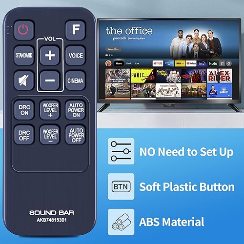 Miniatura 3 de AKB74815301 - Mando a distancia de repuesto para LG Soundbar S55A3-D LAS454B LAS485B LAS453B S45A1-D SH3B SH3K SJ4Y SPH3B-W SPH4B-W