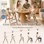 Convertible Baby High Chair, 7 Height Adjustable for All Ages, Khaki | 5-in-1 High chairs for Babies & Toddlers, Growth Convertible Design, Portable High Chair, 5-Point Harness