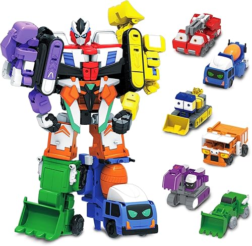 Wenbeier Vehículos de construcción, juguetes 6 en 1 para desmontar robot, juguetes de ingeniería, deformación de vehículos, camión robot, conjunto