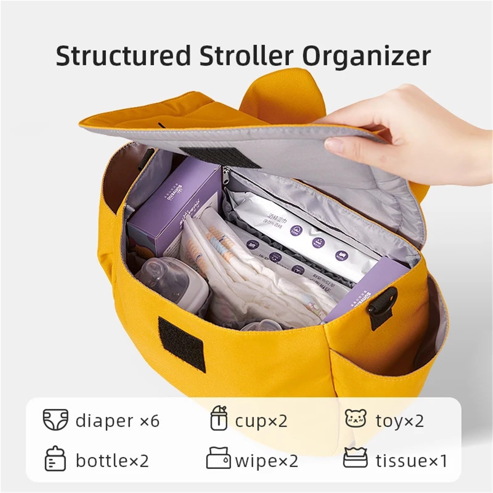 Wickeltasche Windeltasche Große Kapazität Mama Reisetasche Mutterschaft Universal Kinder Kinderwagen Taschen Organizer(Yellow)