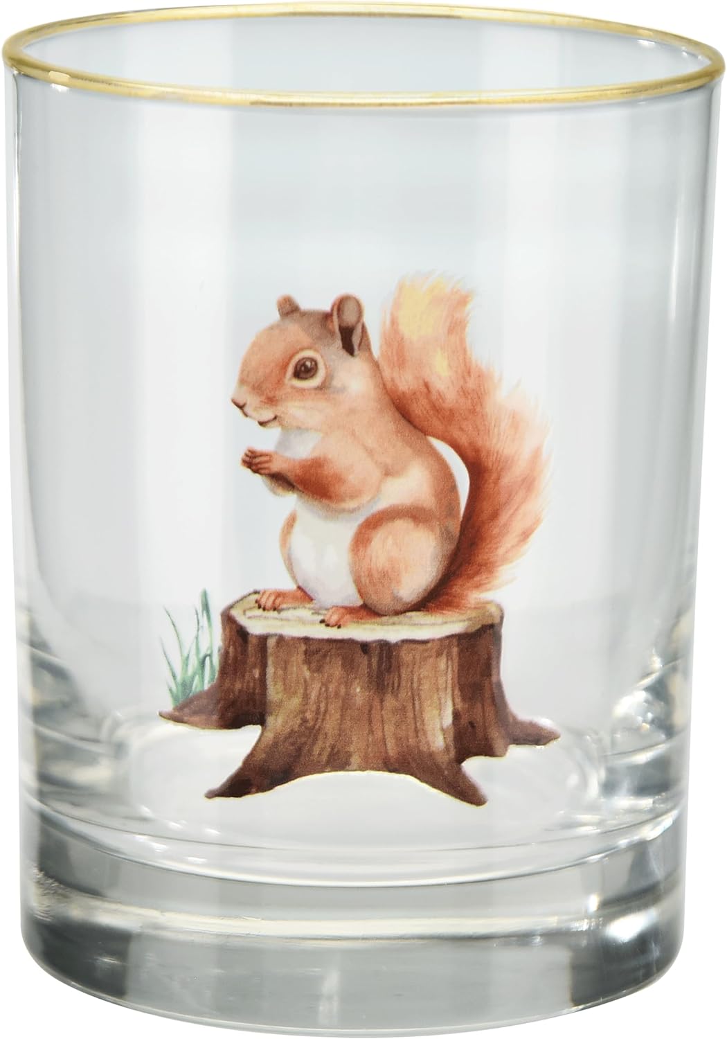 Culver 22k Gold Rim Forest Friends DOF Double Old-Fashioned Glasses, 13.5-Ounce, Assorted Set of 4