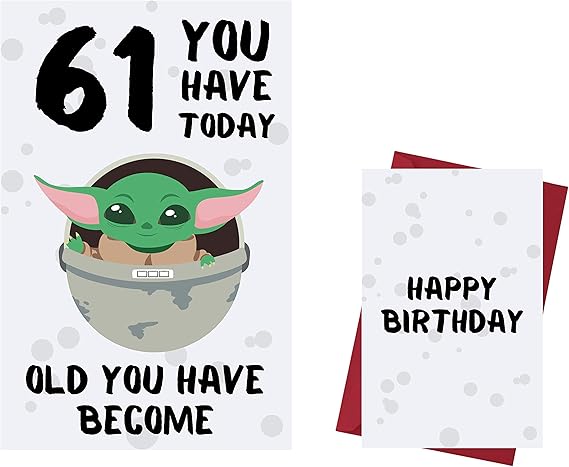 Amazon Com Funny Cute Baby Yoda 61st Birthday Card Baby Yoda 61 Years Old Anniversary Card Star Wars Happy 61st Birthday Card Star Wars 61st Birthday Card With Envelope Office Products