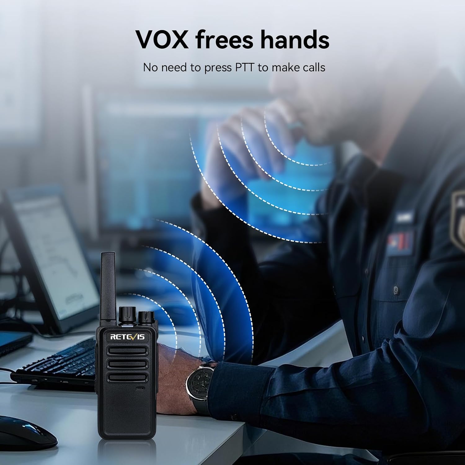 Person using Retevis RT668 with VOX function, hands-free