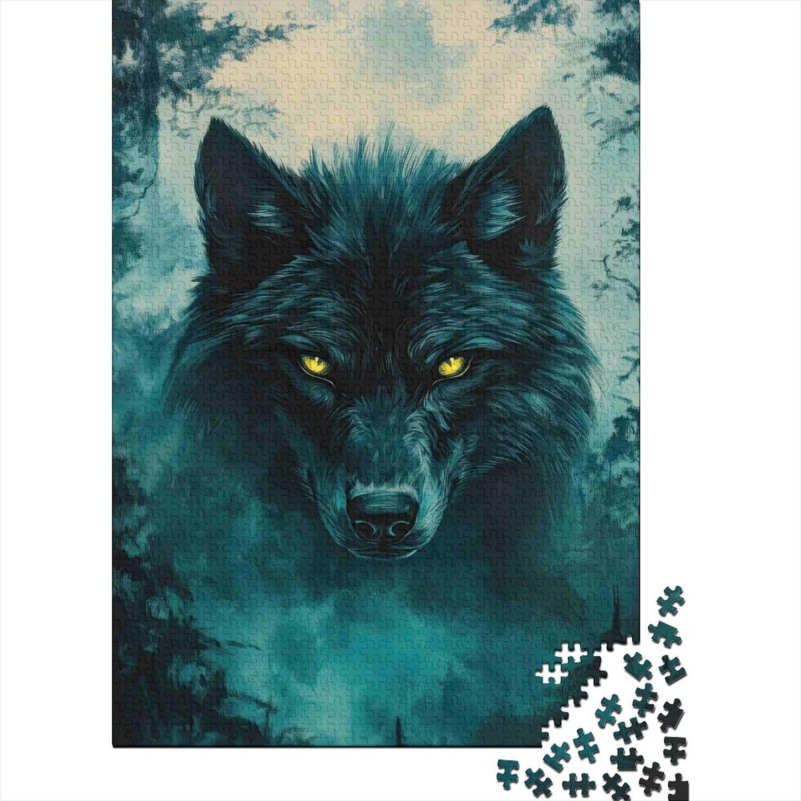 wolf nightshade bluegreen mist 1000pc jigsaw puzzle paper adults