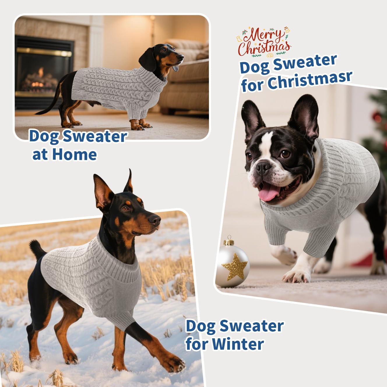 ASENKU Jersey para Perros Mediano M,Jersey de Punto Lavable con Cuello Alto, Suéter para Perros Gato Cálido Ropa de Invierno,Abrigo para Mascotas para Bulldog Frances,Chihuahua,Teckel