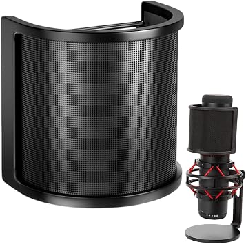 Pop Filter Shield - Dual Layer Windscreen, Microphone Protector | Recording Noise Barrier for Studio, Podcast, Singing and Music and Microphone Guard For Streaming, Performance, Vocal, Speech