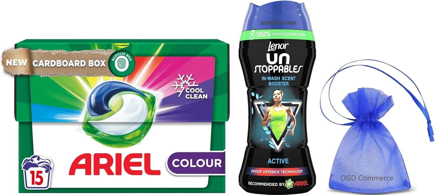 Ariel Allin1 Pods, Laundry Washing Capsules, Colour, 15pods + Lenor
